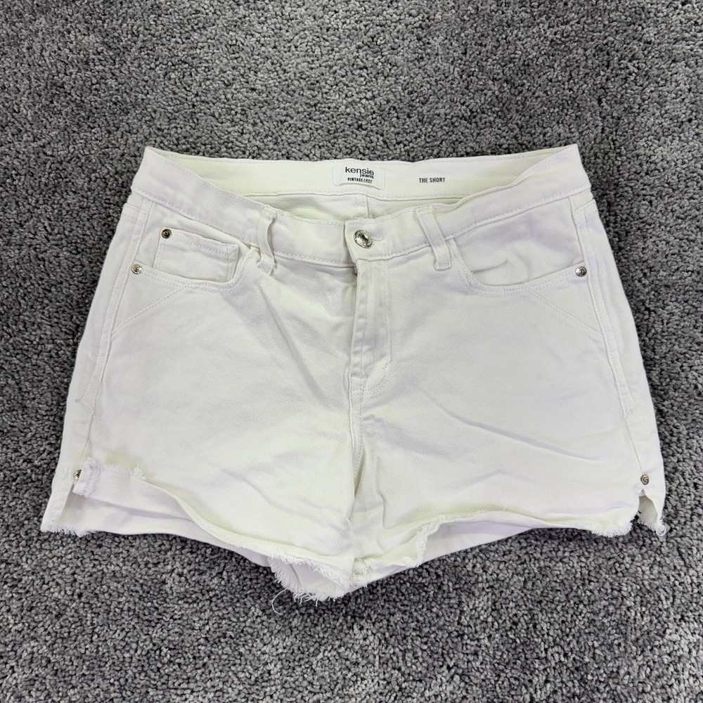 Kensie Jeans Shorts Womens 6/28 White The Short Denim Cutoff Frayed